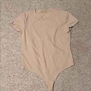 Abercrombie & Fitch Beige Short-Sleeve Bodysuit